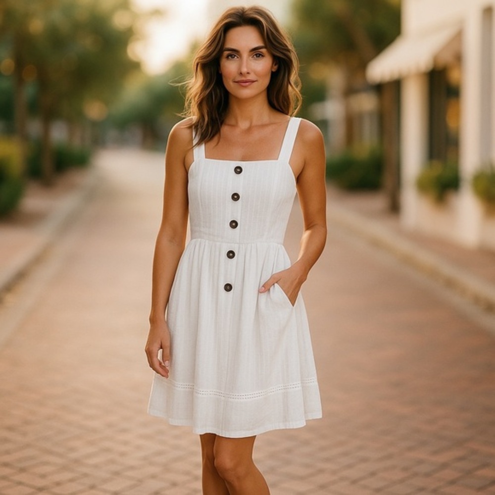 JNSQ Odalie Cotton White Summer Dress Size 10
